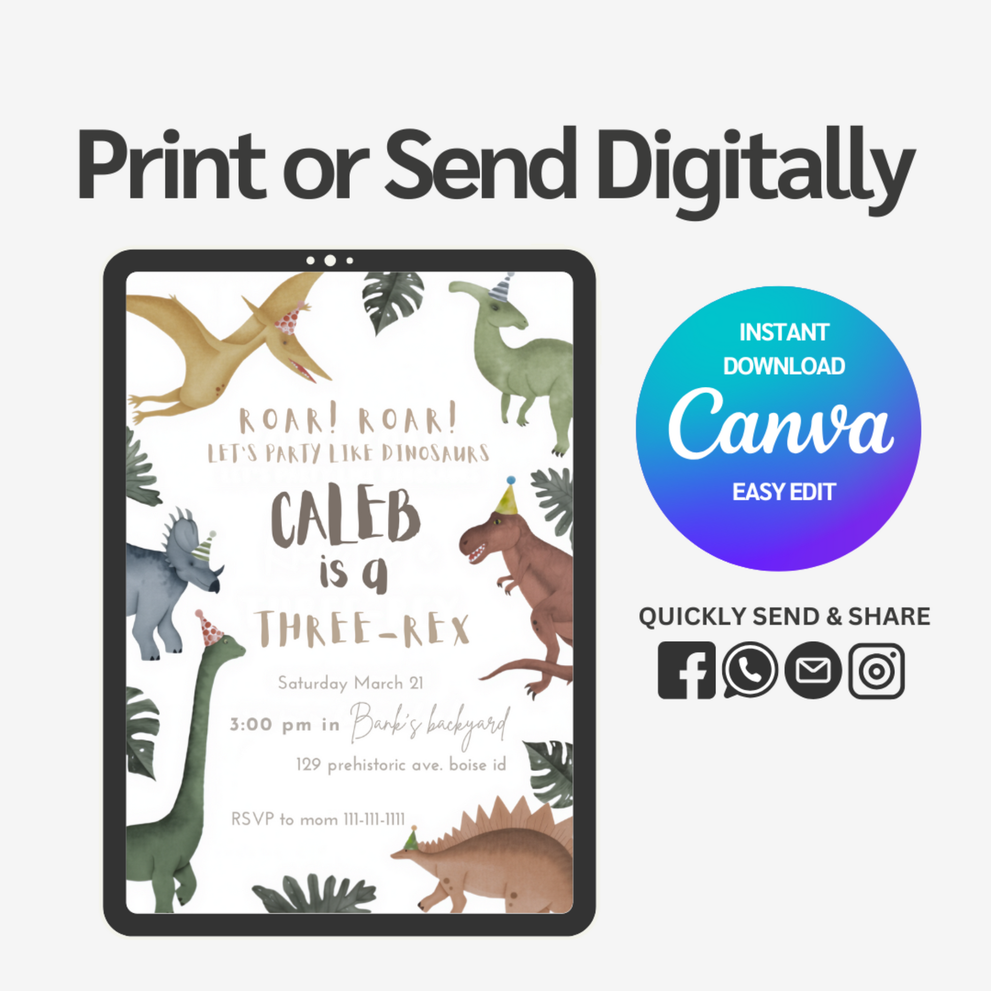 Make your little one's birthday roar-some with our Dinosaur Birthday Invitation Template! Perfect for young paleontologists, this eye-catching design features vibrant prehistoric creatures that will excite party guests.