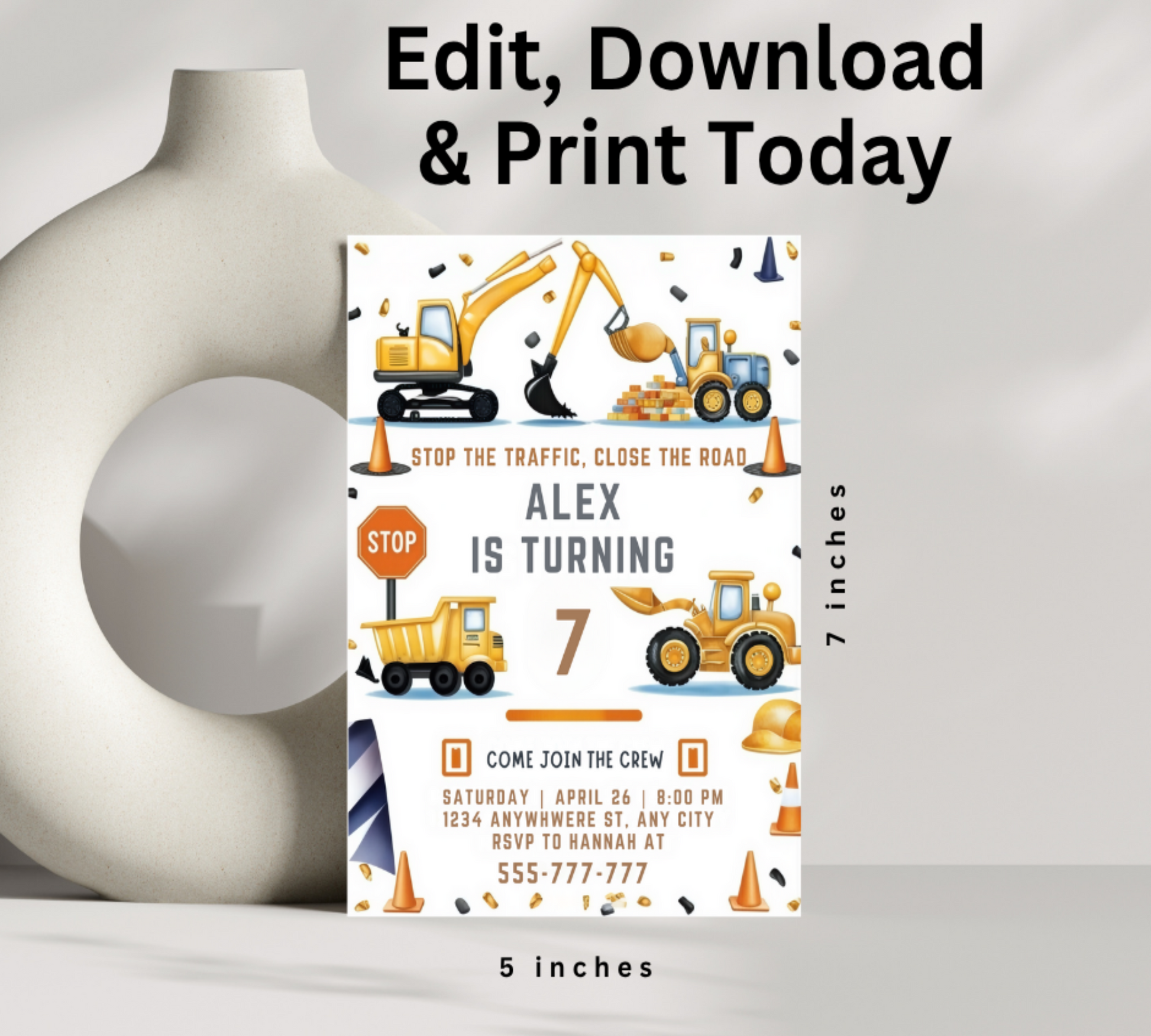 Make your little one's construction-themed party a hit with our Dump Truck Birthday Invitation Template. This eye-catching design features vibrant colors and playful graphics that will excite guests about the upcoming celebration.