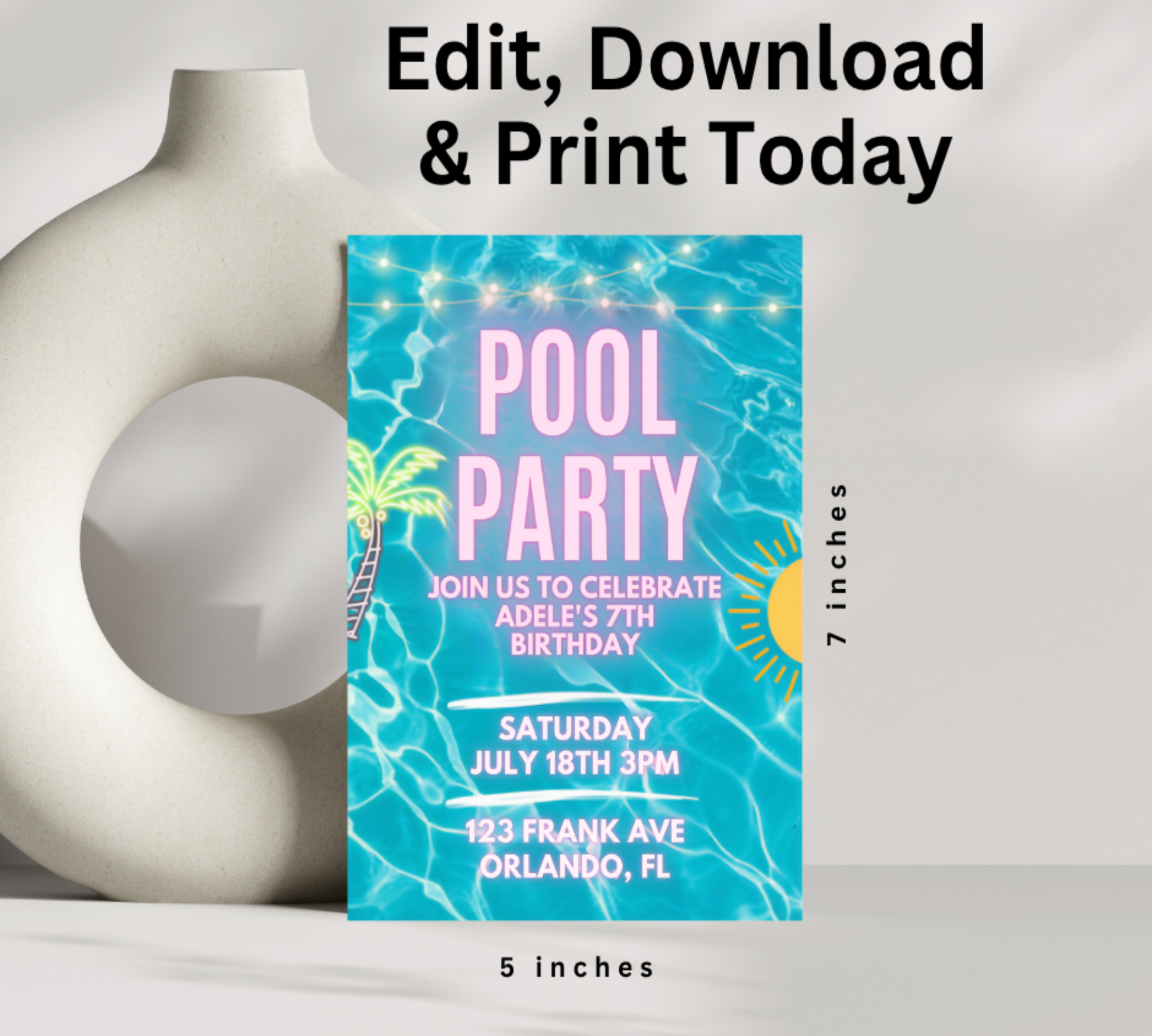 Make a splash with our Pool Party Invitation Template! Perfect for summer celebrations, this eye-catching design lets you easily customize details for your poolside gathering.