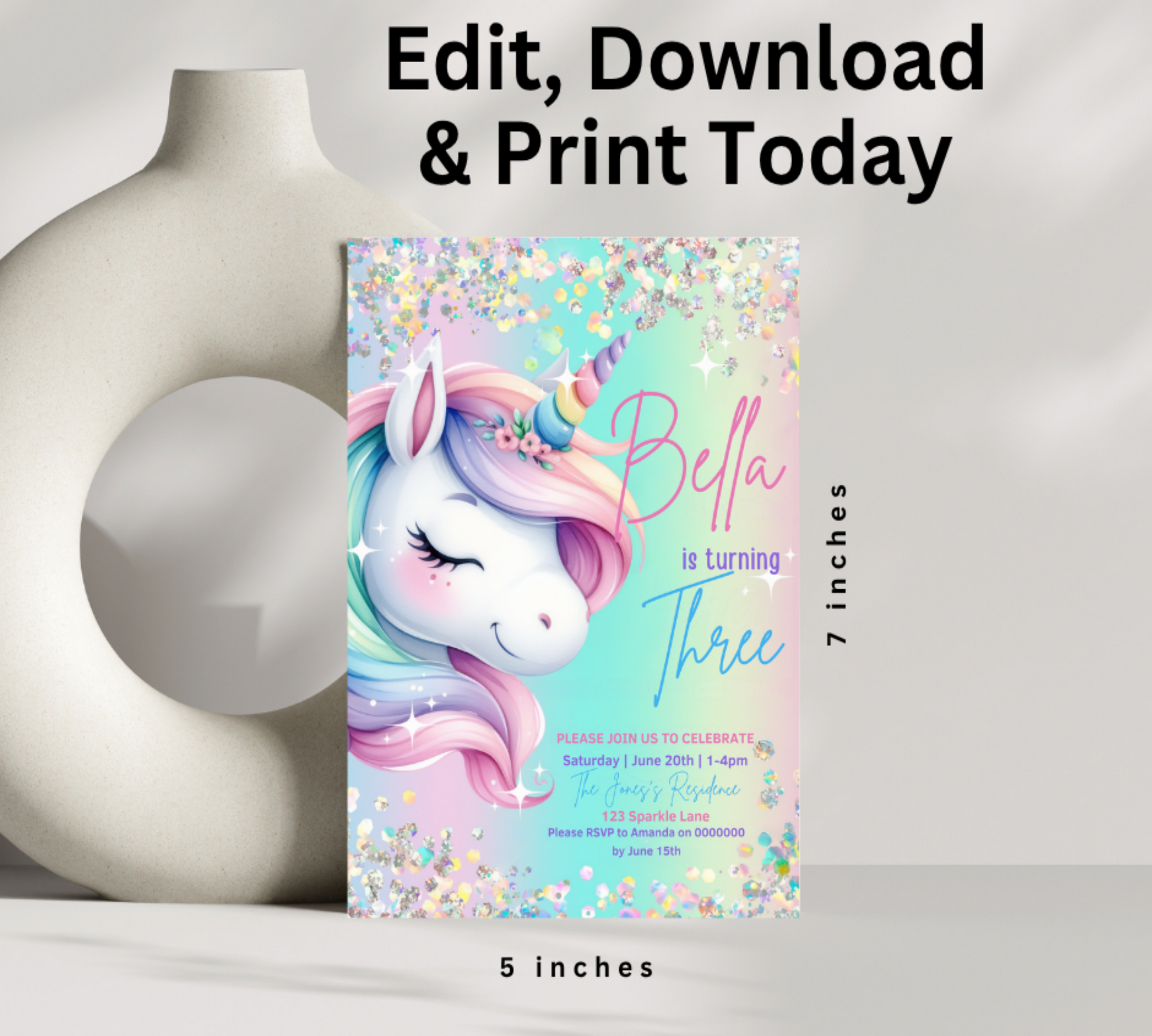 Transform your child's special day with our enchanting Unicorn Birthday Invitation Template. This magical design features whimsical unicorn illustrations and vibrant colors that will captivate guests from the moment they receive it.