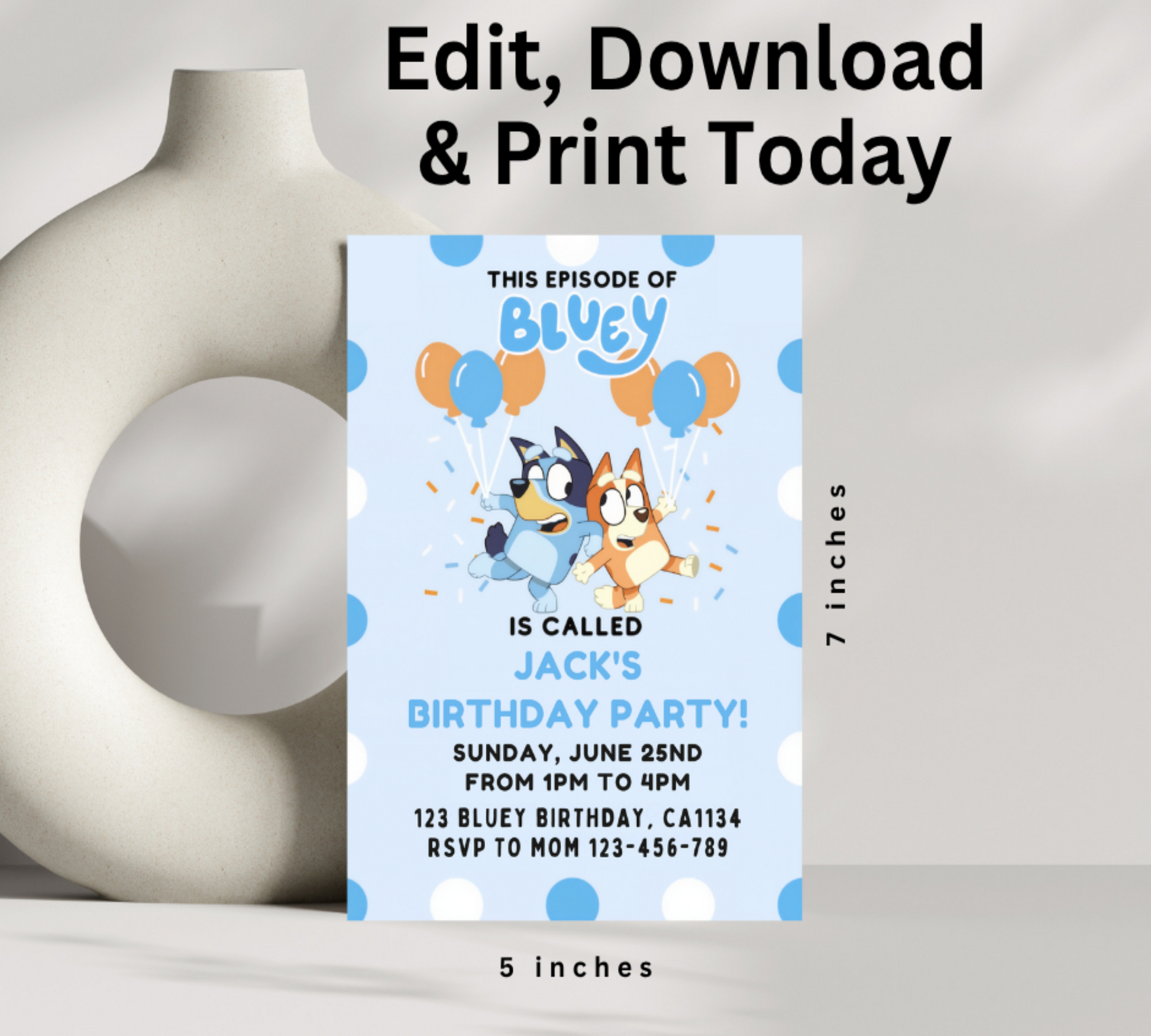 Create unforgettable birthday celebrations with our Bluey Birthday Invitation Template! This eye-catching digital design features the beloved blue heeler pup and friends, perfect for delighting young fans.