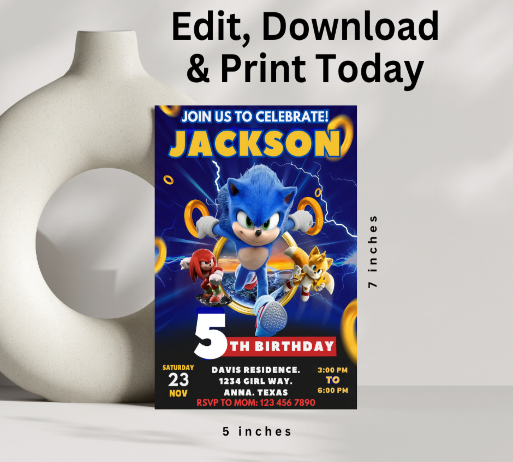 Celebrate your child's special day with our vibrant Sonic Birthday Invitation Template! Perfect for young fans of the speedy blue hedgehog, this eye-catching design will build excitement for the upcoming party.