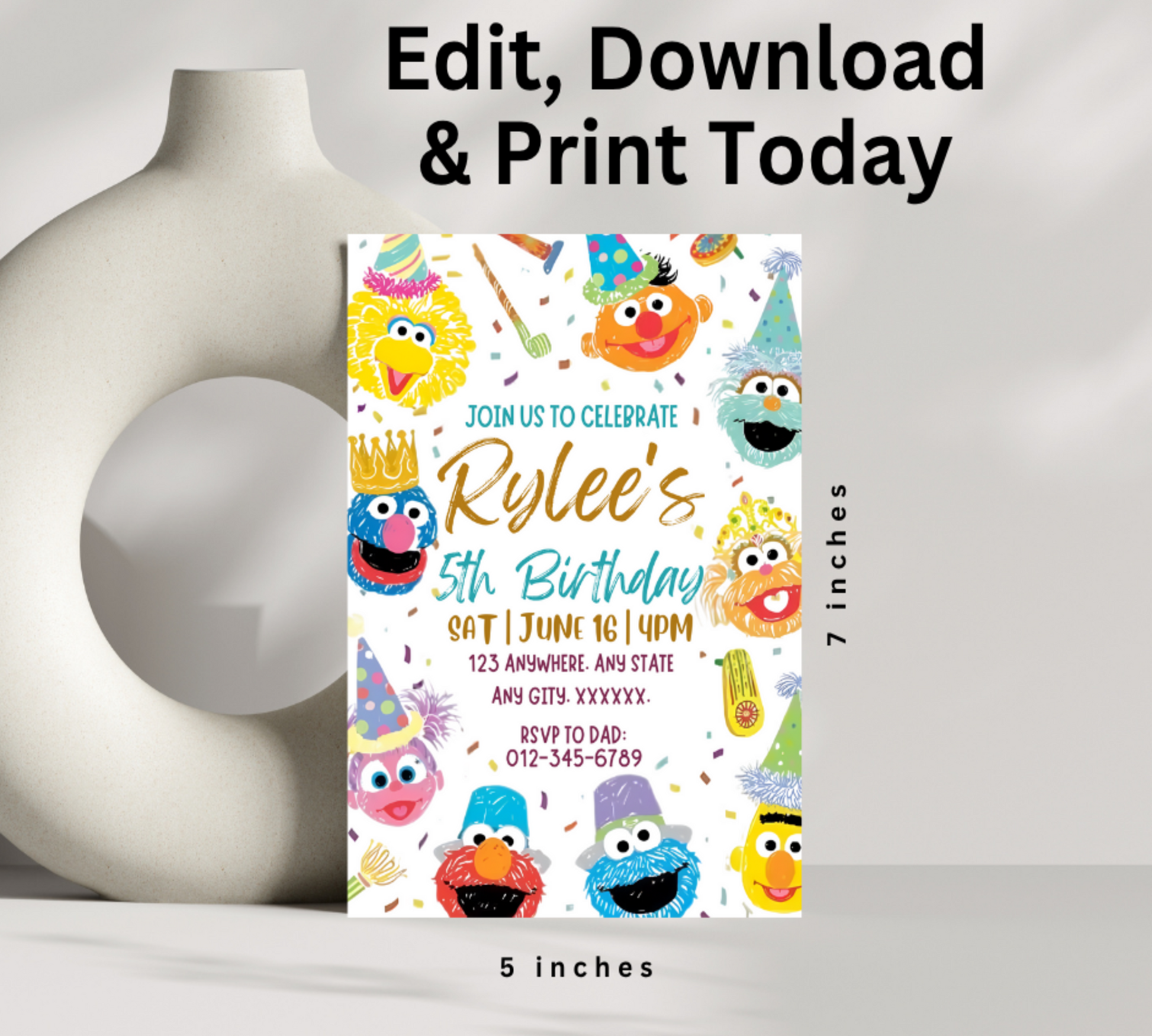 Celebrate your little one's special day with our Sesame Street Birthday Invitation Template! This vibrant, character-filled design captures the magic of everyone's favorite neighborhood. Simply customize with your party details, print or send digitally, and watch as excitement builds among guests.