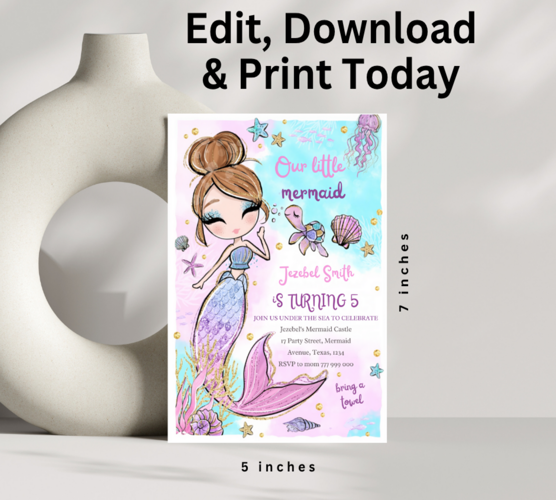 Make a splash with our enchanting Mermaid Birthday Invitation Template! Perfect for underwater-themed celebrations, this eye-catching design features vibrant colors and whimsical mermaid illustrations.