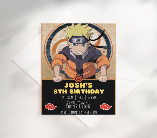 Editable Naruto Anime Birthday Invitation