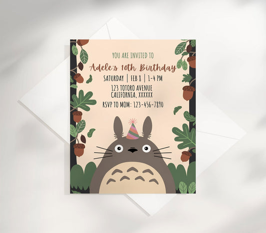 My Neighbor Totoro Birthday Editable Invitation