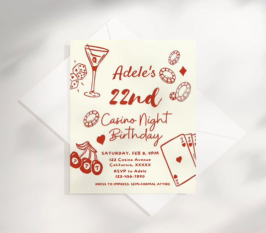 Casino Invitation Vegas Party Editable Birthday