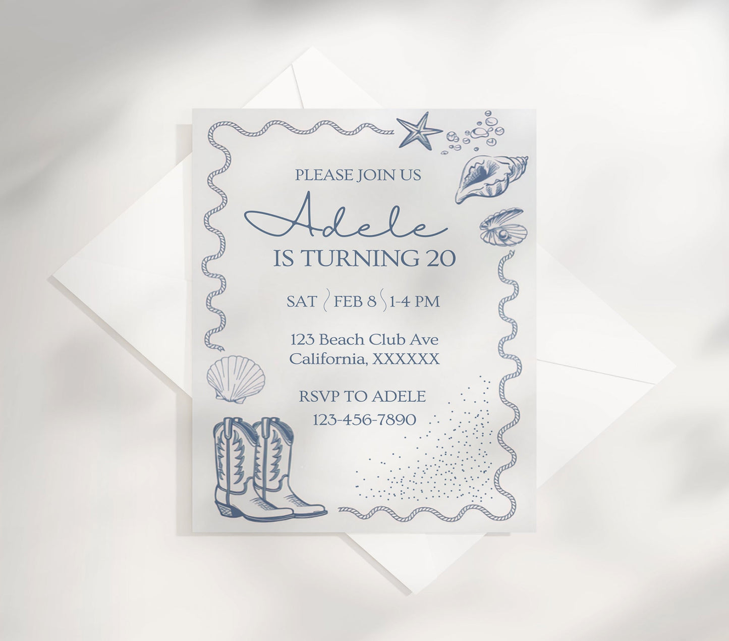 Editable Coastal Cowgirl Birthday Invitation