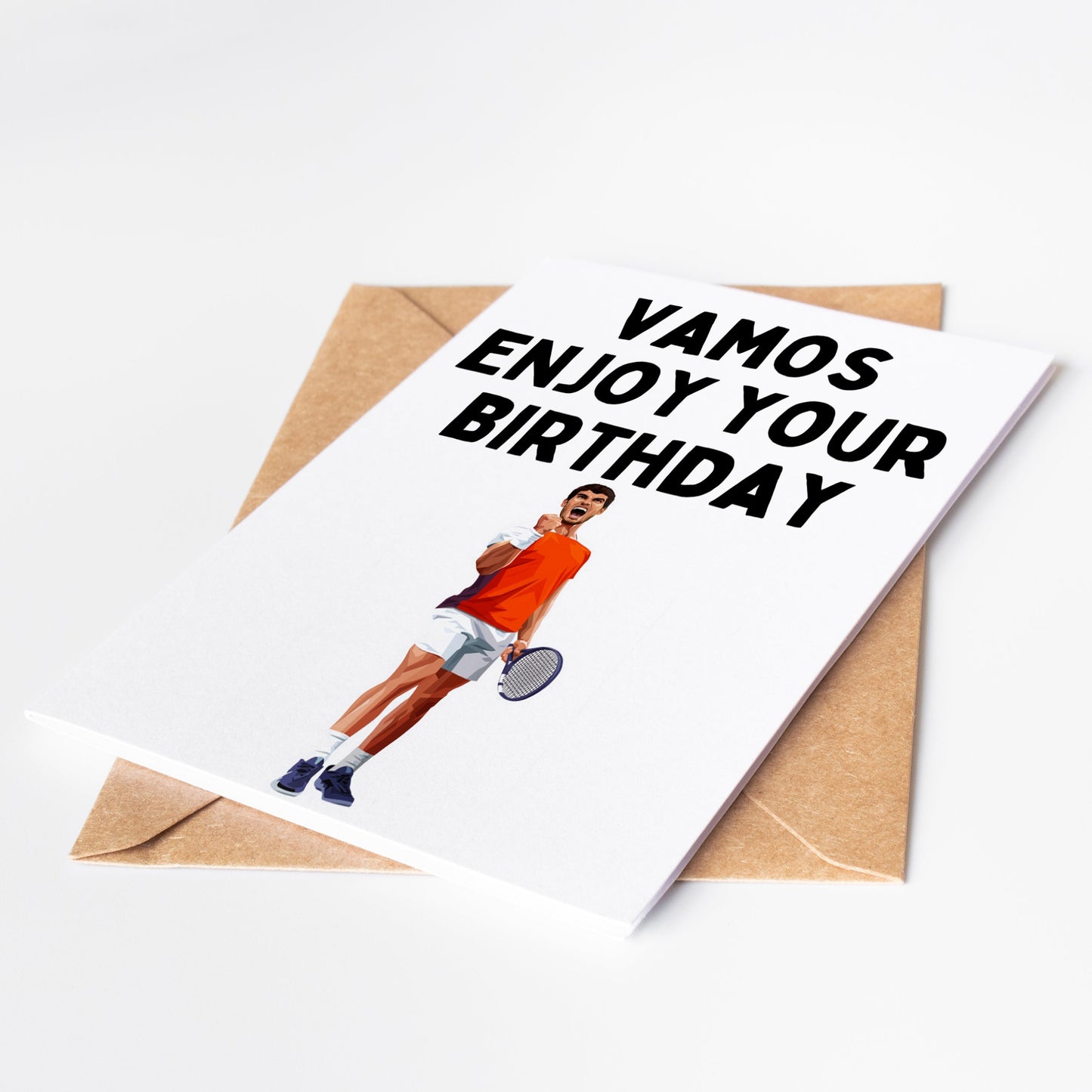 This Carlos Alcaraz Tennis Birthday Card is the perfect way to celebrate any tennis fan's special day! Featuring a colorful design and the talented Carlos Alcaraz, this card is sure to brighten up anyone's birthday.