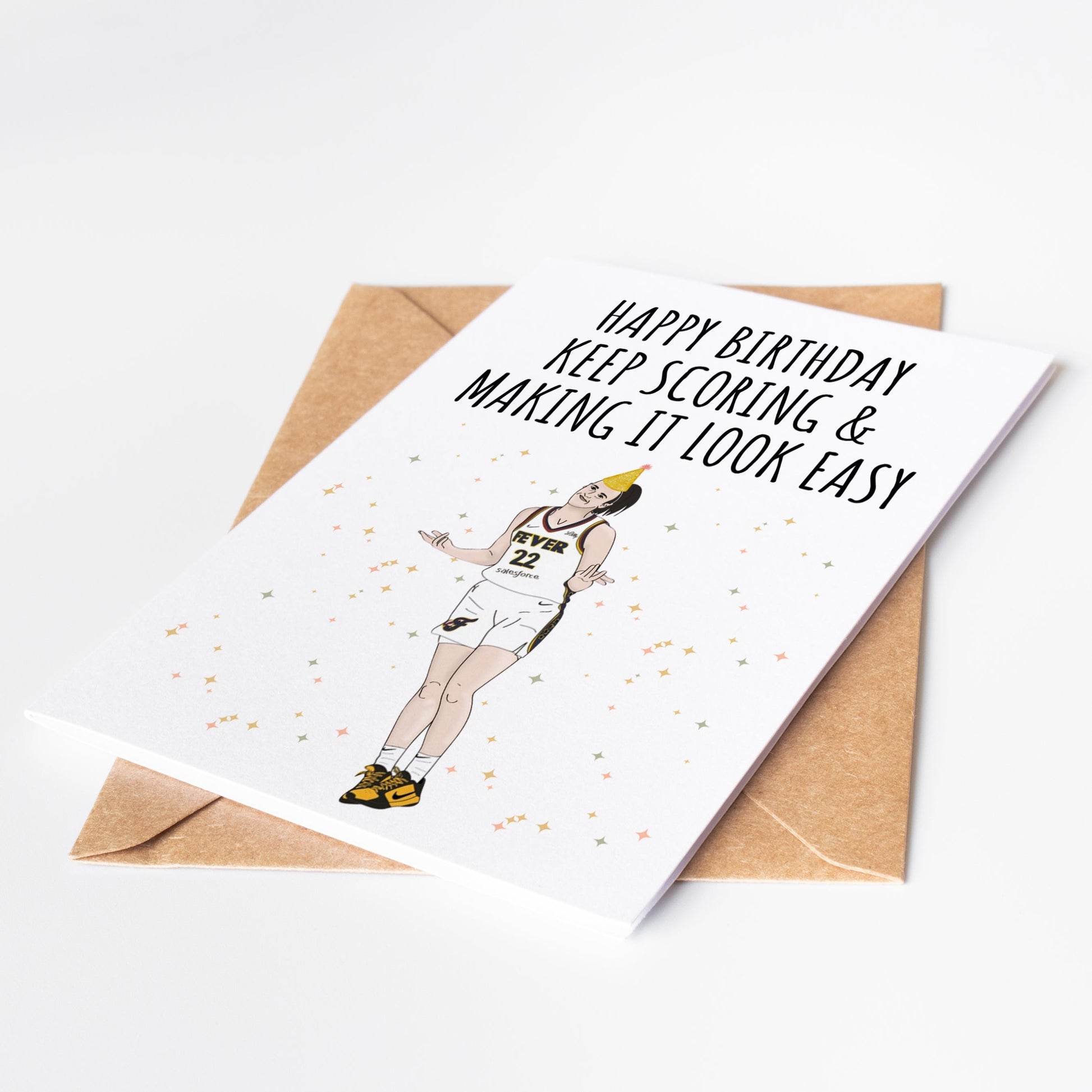 Celebrate the fearless women in your life with the Caitlin Clark WNBA Birthday Card! Featuring WNBA player Caitlin Clark, this card is the perfect way to show your appreciation and admiration for strong, empowering women. Let your loved one know they are a true MVP on their special day!