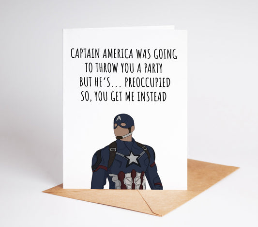 Celebrate with the beloved superhero, Captain America with our birthday card! Show your enthusiasm and love for the brave and inspiring hero with this one-of-a-kind card. Perfect for any age, add a personal touch to your birthday wishes.