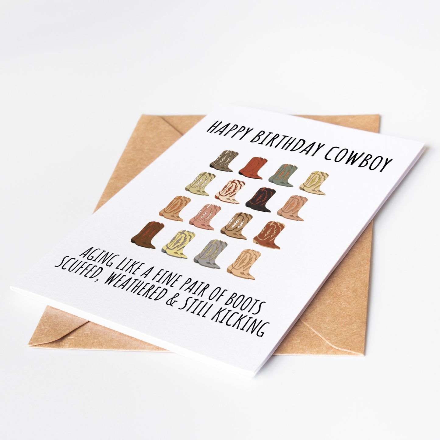 Funny Cowboy Birthday Card featuring humorous cowboy-themed design perfect for a boyfriend dad or grandpa birthday celebration this playful card brings laughter and charm with its witty cowboy humor ideal for anyone who enjoys western themes and a good laugh great for adding a fun touch to a birthday celebration with a unique design that combines cowboy culture and funny elements perfect for those who love country life or a playful take on the cowboy spirit