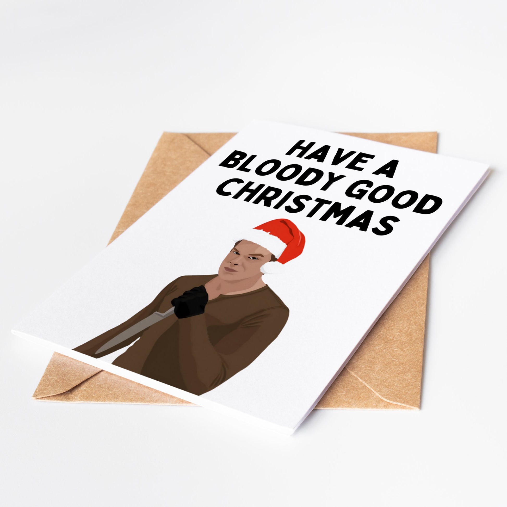 Celebrate the holidays with a twist! This Dexter Morgan Christmas Card perfectly blends festive cheer with dark humor for fans of the beloved vigilante.