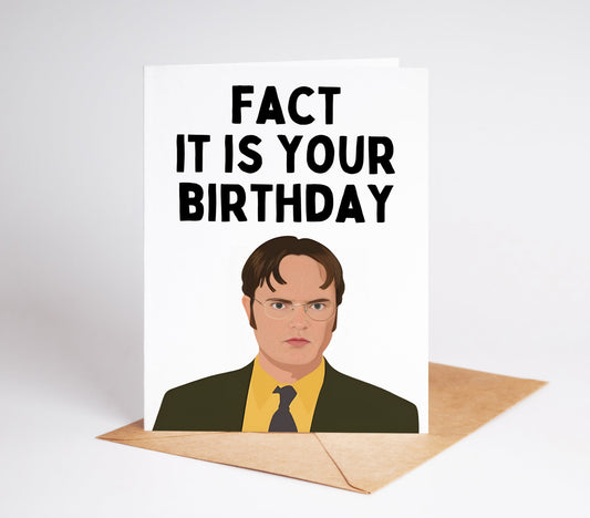Celebrate your Office-obsessed friend's birthday with our Dwight The Office Birthday Card! Featuring a hilariously accurate depiction of Dwight Schrute, this card will surely bring a smile to their face.