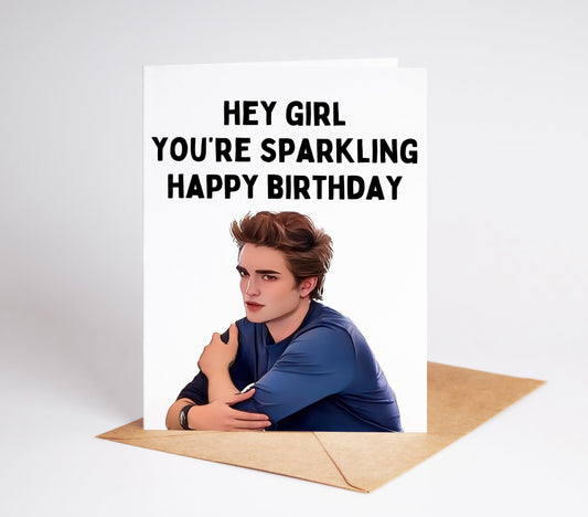 Celebrate your loved one's special day with our Edward Cullen Twilight Birthday Card! Featuring the beloved character from the Twilight series, this card is sure to bring a smile to any fan's face. Show your passion for the story and inspire strong emotions with this one-of-a-kind card.