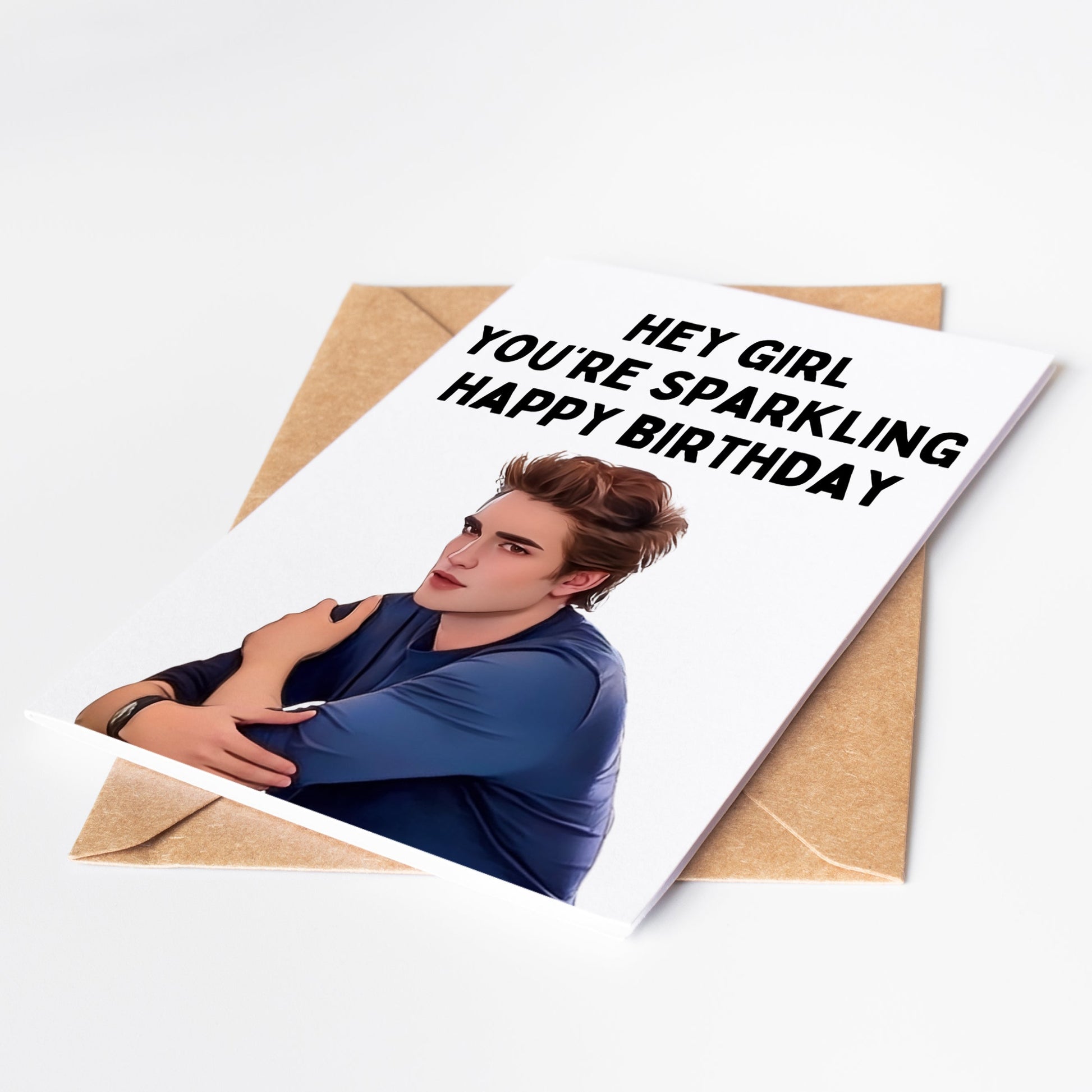 Celebrate your loved one's special day with our Edward Cullen Twilight Birthday Card! Featuring the beloved character from the Twilight series, this card is sure to bring a smile to any fan's face. Show your passion for the story and inspire strong emotions with this one-of-a-kind card.