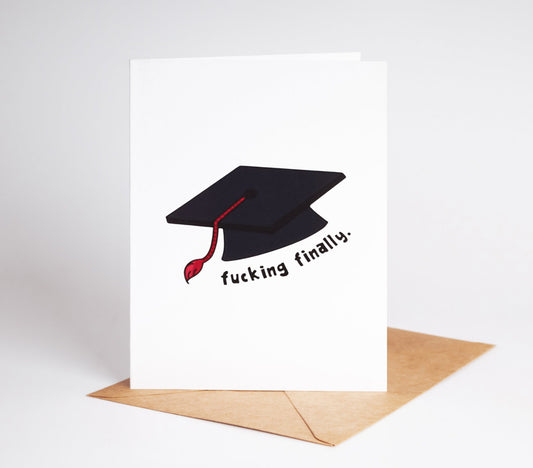 Funny graduation card perfect for celebrating a university or college graduate a hilarious way to say congrats on graduation day ideal for friends siblings or classmates who finally made it through school great for those with a sense of humor and a love for funny grad gifts bold and cheeky design that stands out printable and easy to share a unique way to celebrate this major achievement and bring laughter to the big day perfect for any recent grad who worked hard to earn their diploma
