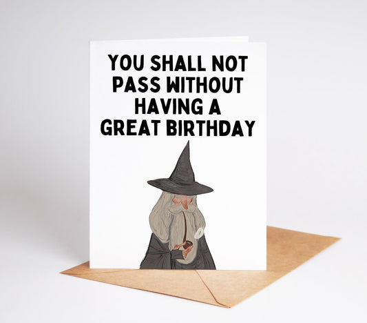 Celebrate their birthday in epic fashion with our Gandolf Lord of The Rings Birthday Card! Featuring the beloved wizard and iconic imagery from the classic series, this card is sure to bring joy and magic to any fan's special day.