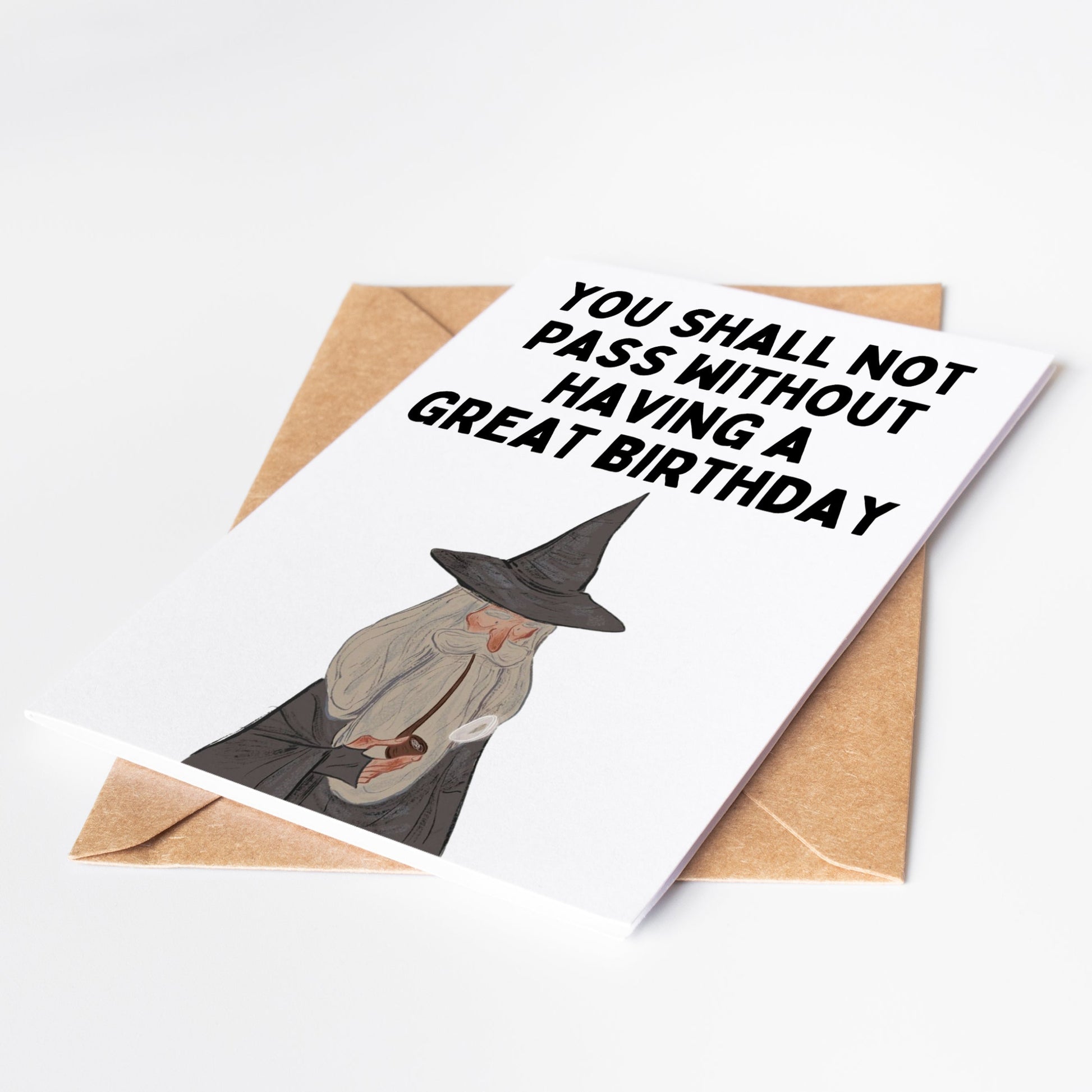Celebrate their birthday in epic fashion with our Gandolf Lord of The Rings Birthday Card! Featuring the beloved wizard and iconic imagery from the classic series, this card is sure to bring joy and magic to any fan's special day.