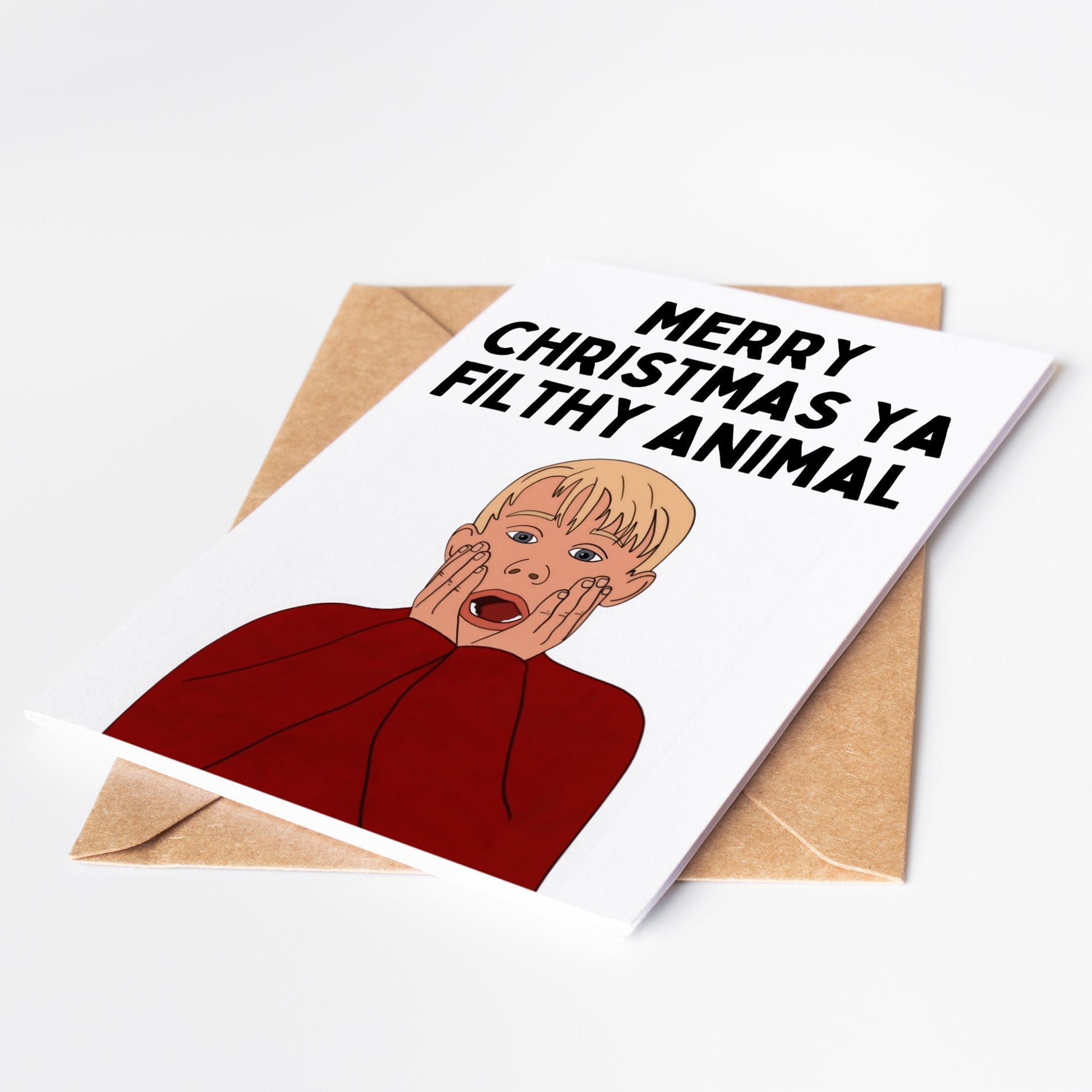 Celebrate the holidays with our iconic Home Alone Christmas Card! This nostalgic design captures the mischievous spirit of the beloved film that's become a holiday tradition.