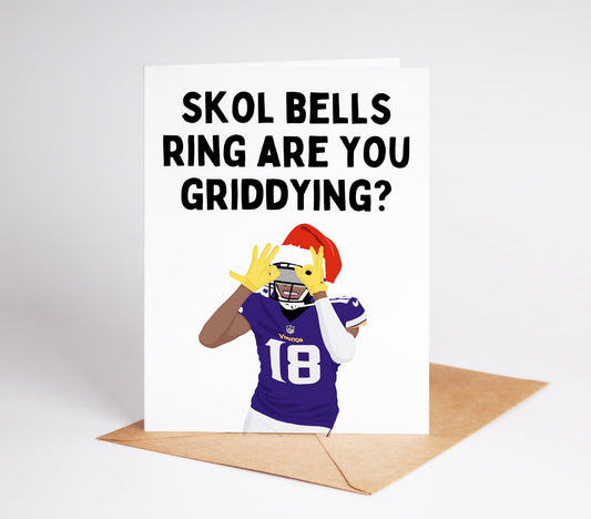 Celebrate the holidays with our exclusive Justin Jefferson Football Christmas Card! Perfect for Vikings fans and football enthusiasts alike, this festive card features the star wide receiver in action.