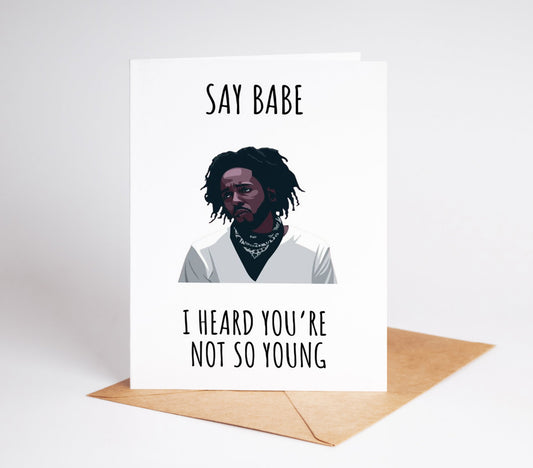 Kendrick Birthday Card featuring a funny rap-inspired design perfect for hip hop fans celebrating a birthday ideal for a boyfriend or husband who loves music and culture this card adds a playful and unique touch to any celebration great for those who appreciate witty references and iconic artists perfect for Superbowl parties or a fun birthday surprise this humorous card blends hip hop vibes with a lighthearted twist making it the ultimate choice for rap lovers and music enthusiasts