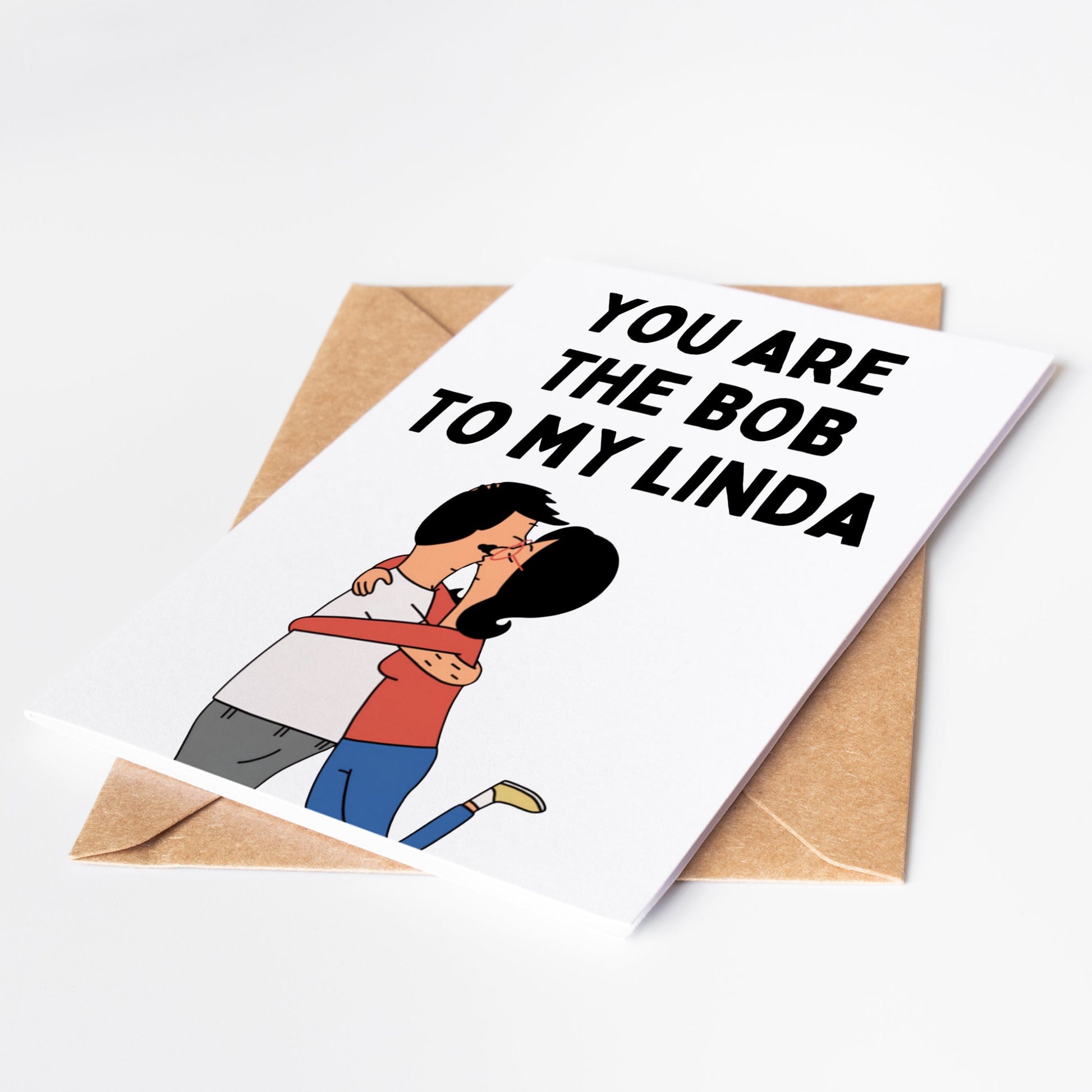 Celebrate your relationship with this charming Bob's Burgers-inspired greeting card featuring the iconic couple, Bob and Linda Belcher. 