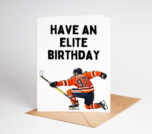 Celebrate your favorite hockey fan's birthday with the Connor McDavid NHL Birthday Card! Featuring the talented NHL player, this card is perfect for any McDavid fan and is sure to bring a smile to their face.