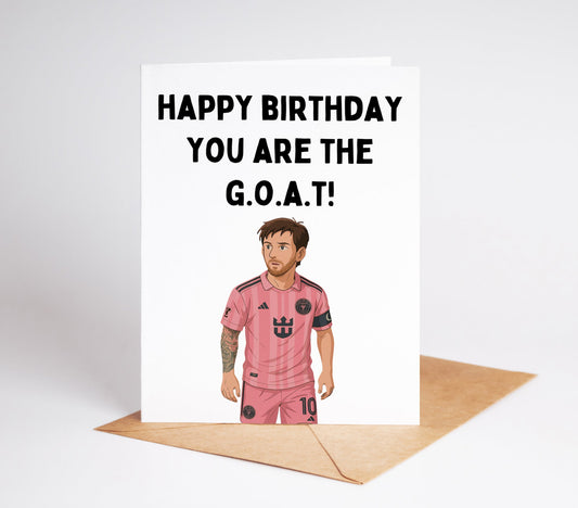 Send a soccer lover a special birthday message with our Lionel Messi Birthday Card! Featuring a photo of the legendary player, this card is sure to score big as a keepsake gift. Celebrate their special day with the best in the game!