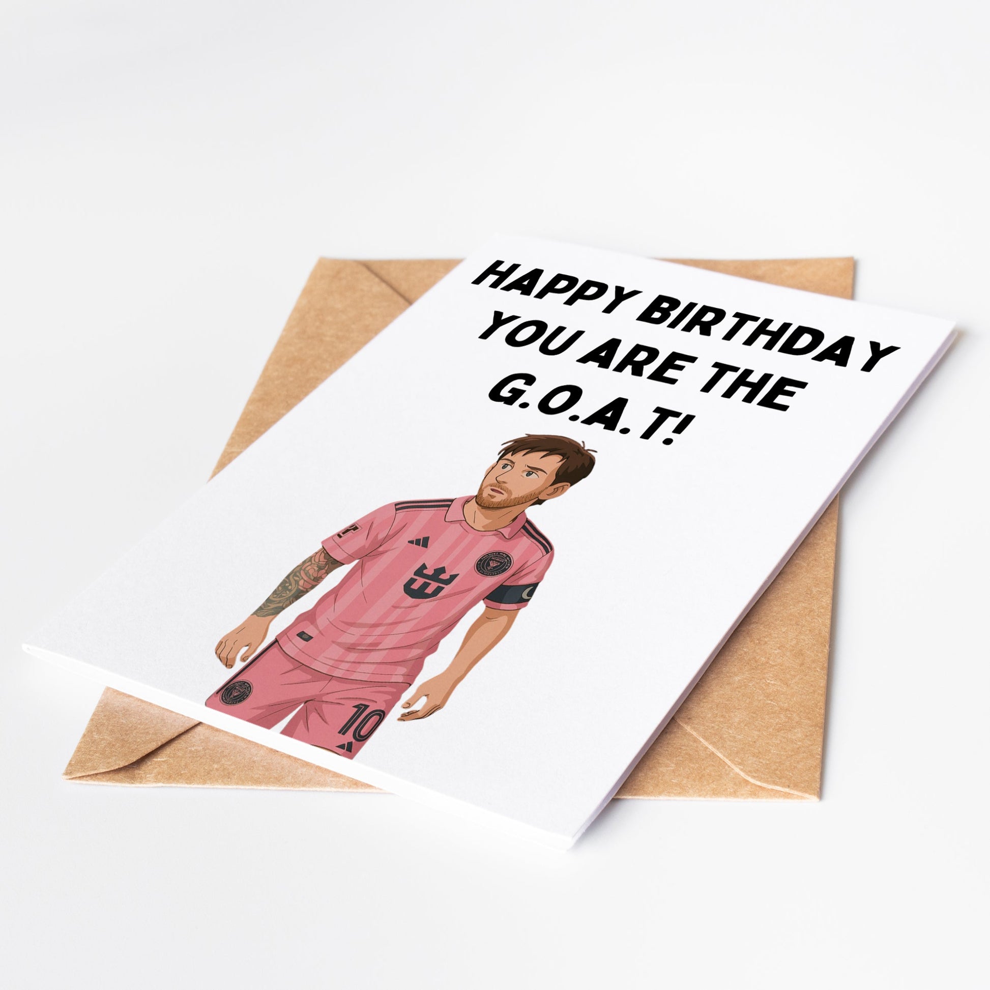 Send a soccer lover a special birthday message with our Lionel Messi Birthday Card! Featuring a photo of the legendary player, this card is sure to score big as a keepsake gift. Celebrate their special day with the best in the game!