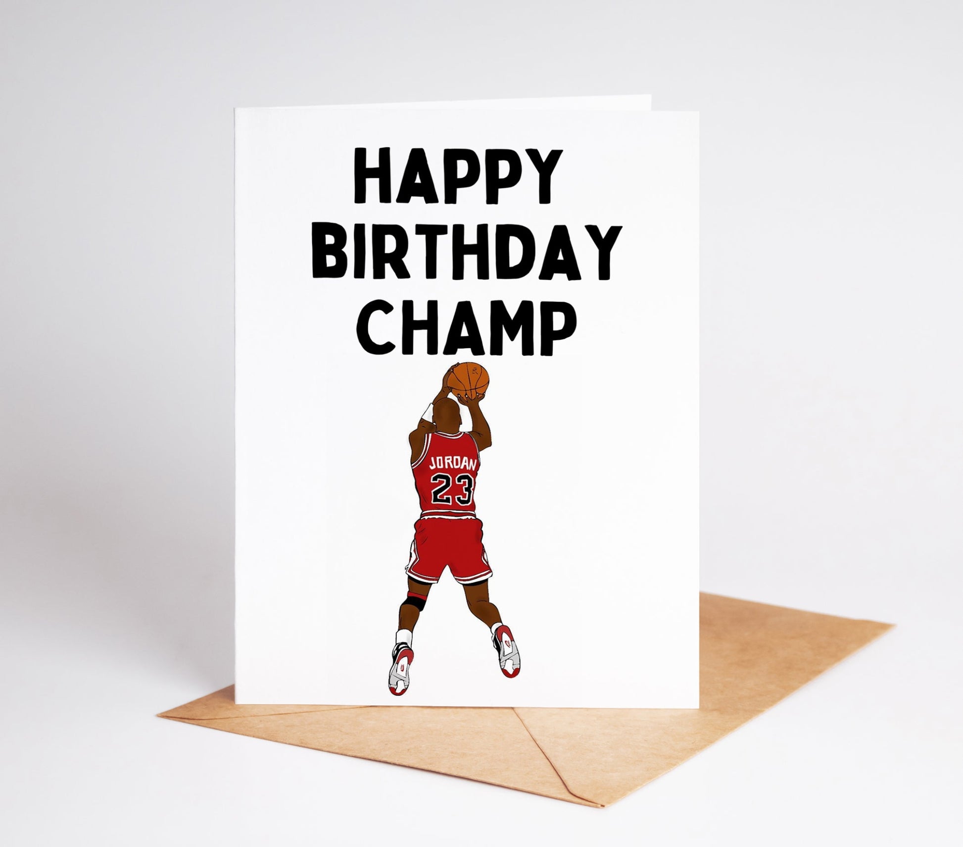 Celebrate like a champ with this Michael Jordan birthday card! Featuring the iconic basketball legend and a festive message, this card is perfect for sending to any MJ fan. Show your appreciation for their passion with this winning birthday card.