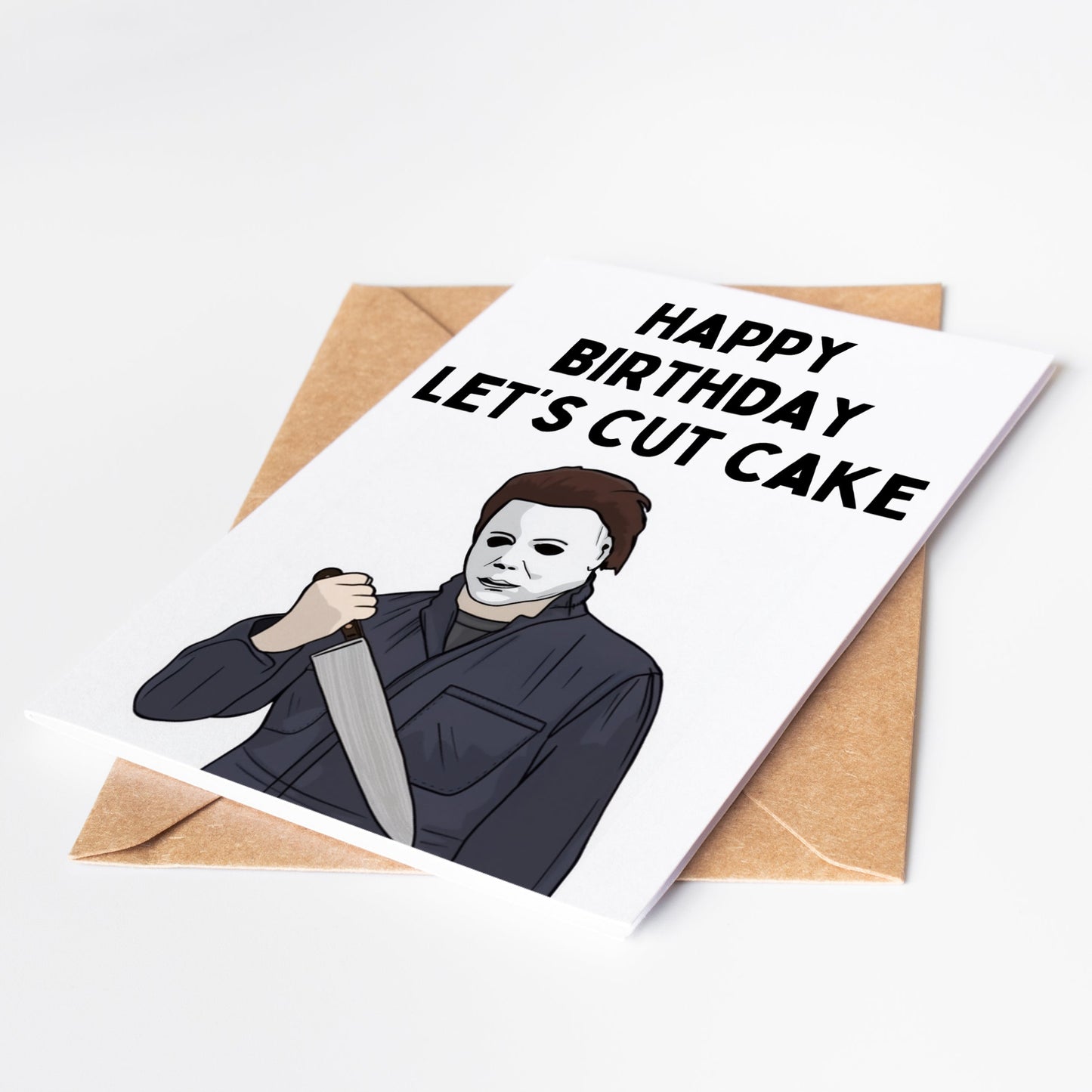 Celebrate your favorite horror fan's birthday with our Michael Myers Birthday Card! Featuring the iconic killer's chilling mask, this card is sure to bring a smile to their face. Give the gift of scares and send them this unforgettable card today!