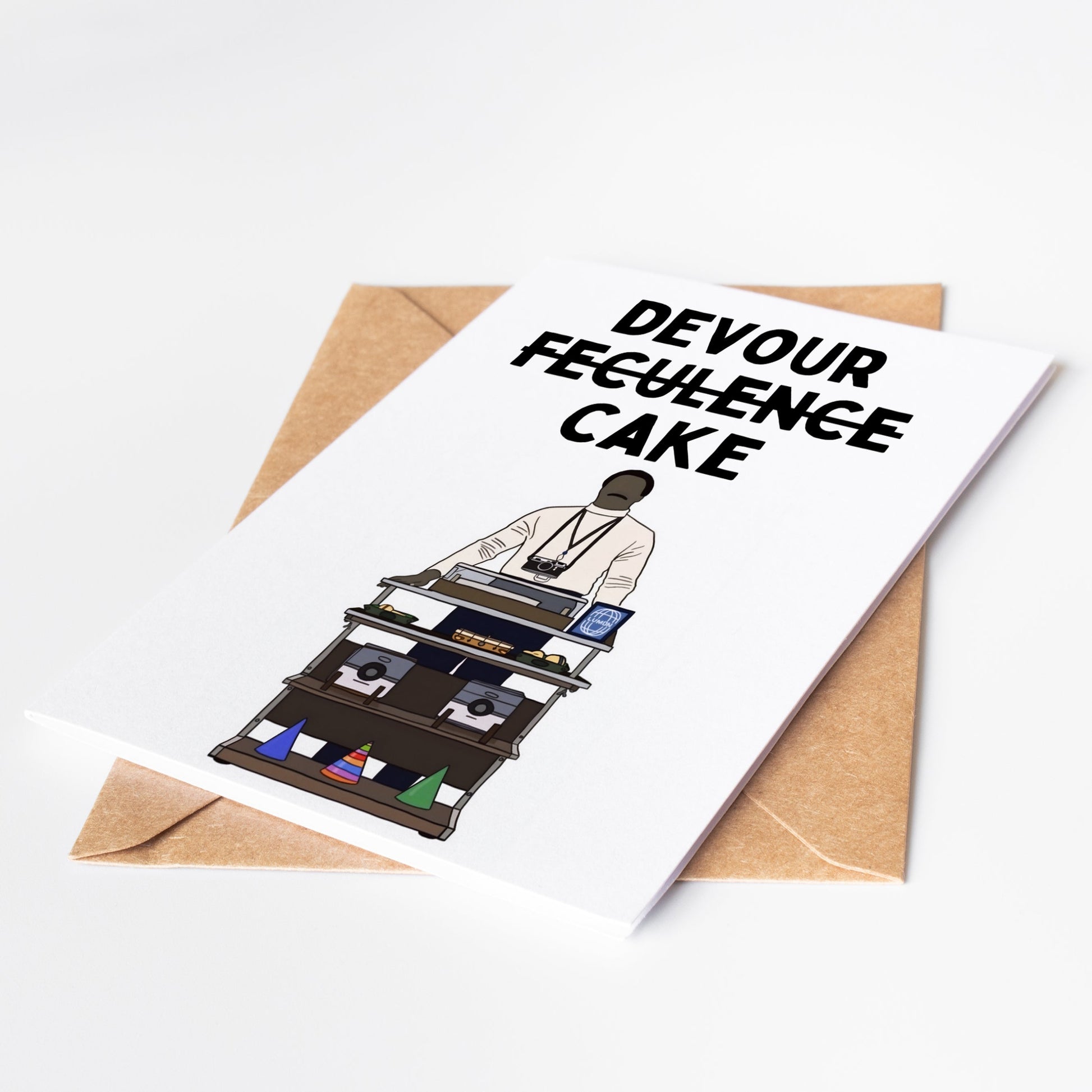 Celebrate a special someone's birthday with the Milchick Severance Birthday Card! This unique card features the playful phrase "devour feculence" and is sure to bring a smile to their face. Show your passion and creativity with this one-of-a-kind card.