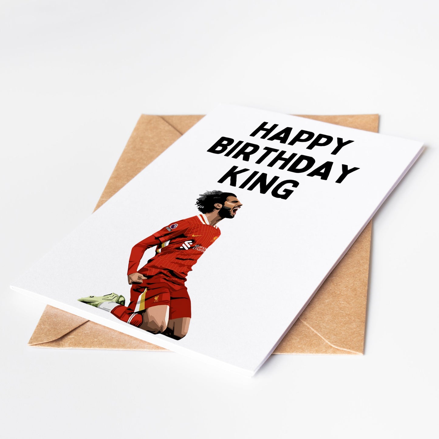 Celebrate your favorite footballer's special day with our Mo Salah Birthday Card! Featuring a unique design and high-quality printing, this card is the perfect way to show your love and appreciation for the Liverpool superstar.