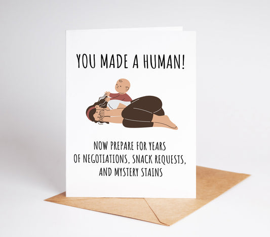 funny new baby card perfect for new parents who need a laugh this printable newborn congrats card blends humor and heartfelt wishes making it ideal for baby showers pregnancy announcements and first time parents download now and share the joy