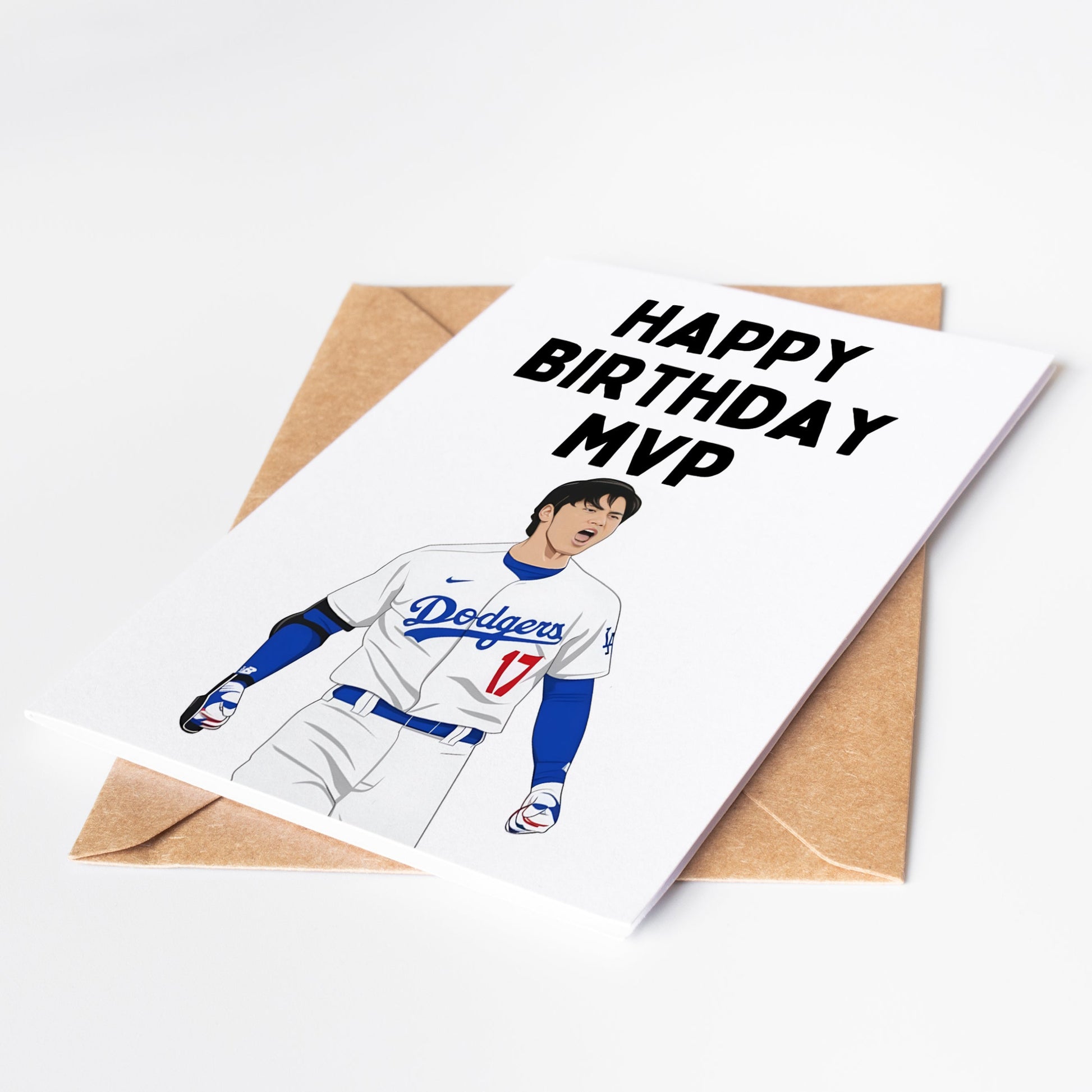 Celebrate your favorite baseball player's birthday with our Shohei Ohtani MLB Birthday Card! Featuring a stunning design and high-quality materials, this card is perfect for any fan. Show your love and appreciation for Shohei Ohtani by giving them this special card.