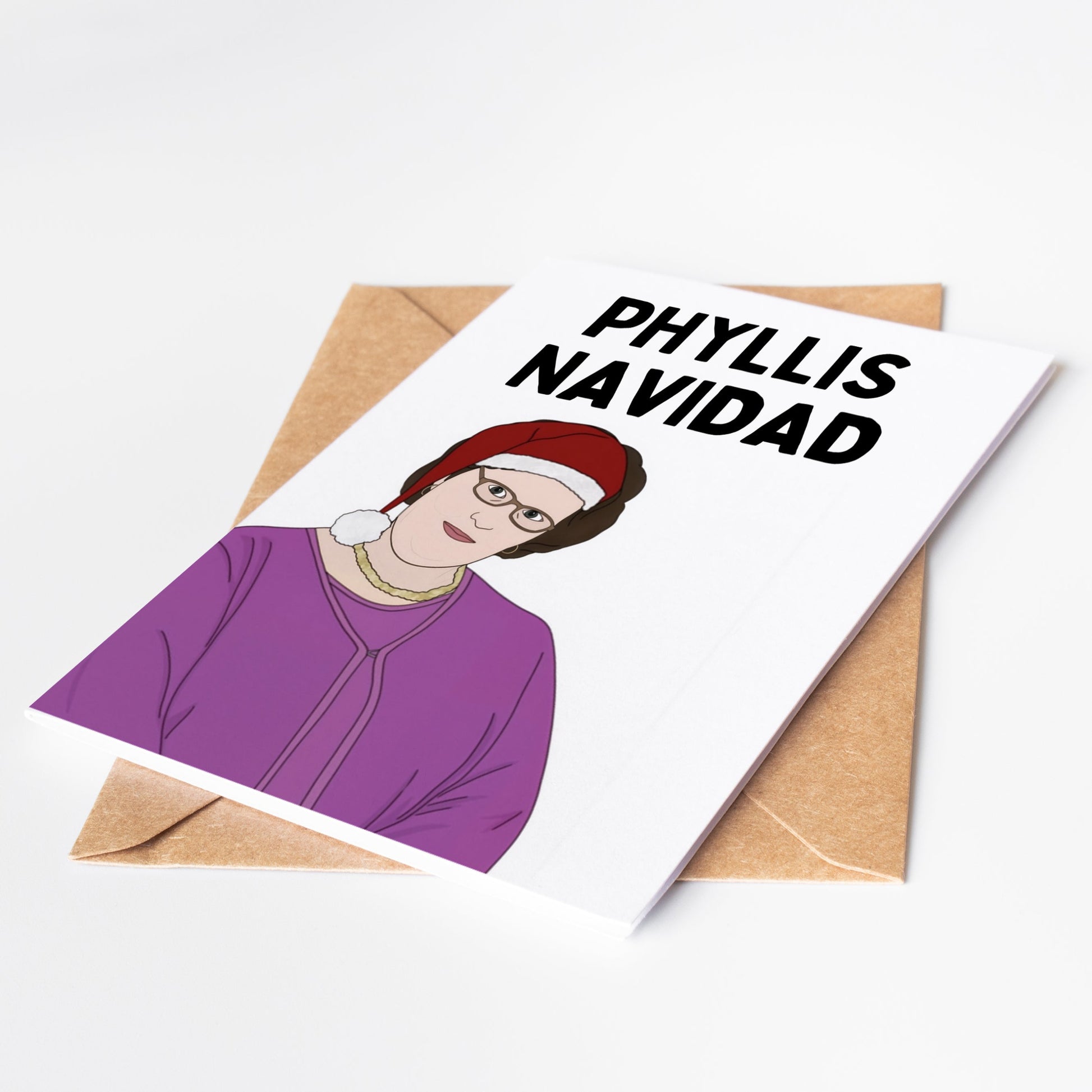 Celebrate the holidays with our exclusive Phyllis Vance Christmas card inspired by the beloved character from The Office.