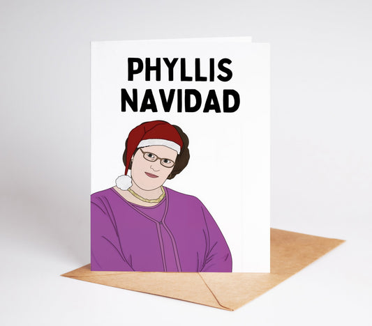Celebrate the holidays with our exclusive Phyllis Vance Christmas card inspired by the beloved character from The Office.