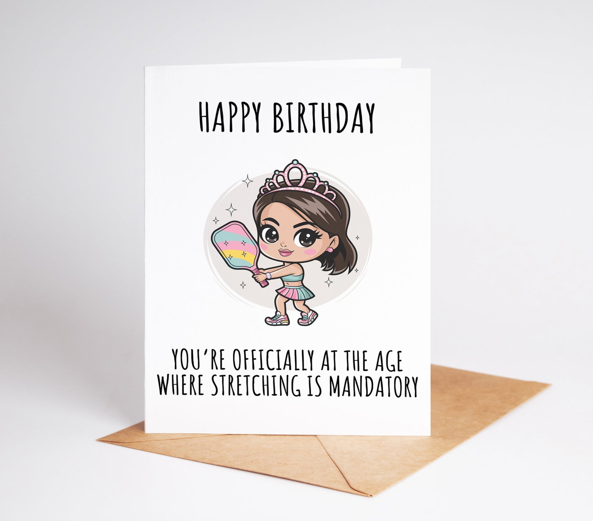 A fun pickleball birthday card featuring a playful design perfect for pickleball moms pickleball grandmas and pickleball girls great for any pickleball lover celebrating their special day includes a humorous touch related to the sport ideal for players and fans of all ages unique digital download for easy printing makes a great gift for those who enjoy wiffleball and paddle sports a thoughtful and creative way to share birthday wishes with any pickleball enthusiast