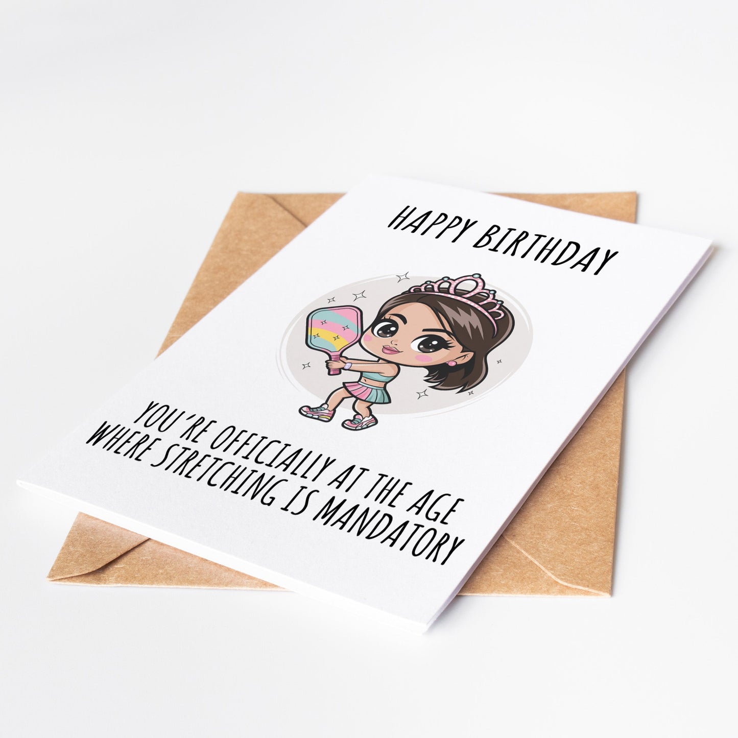 A fun pickleball birthday card featuring a playful design perfect for pickleball moms pickleball grandmas and pickleball girls great for any pickleball lover celebrating their special day includes a humorous touch related to the sport ideal for players and fans of all ages unique digital download for easy printing makes a great gift for those who enjoy wiffleball and paddle sports a thoughtful and creative way to share birthday wishes with any pickleball enthusiast