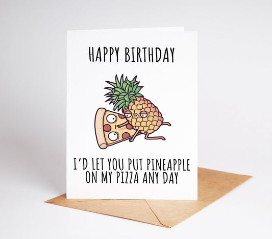 Dirty Birthday Card for Husband or Boyfriend featuring a raunchy design with a pizza lover twist perfect for those who appreciate adult humor and playful, cheeky jokes this inappropriate happy birthday card adds a bold and sexy touch to the celebration ideal for giving a memorable and fun gift to a pizza-loving partner who enjoys a bit of naughty humor great for creating laughter and fun on a special day with a unique and daring birthday card that stands out from the rest