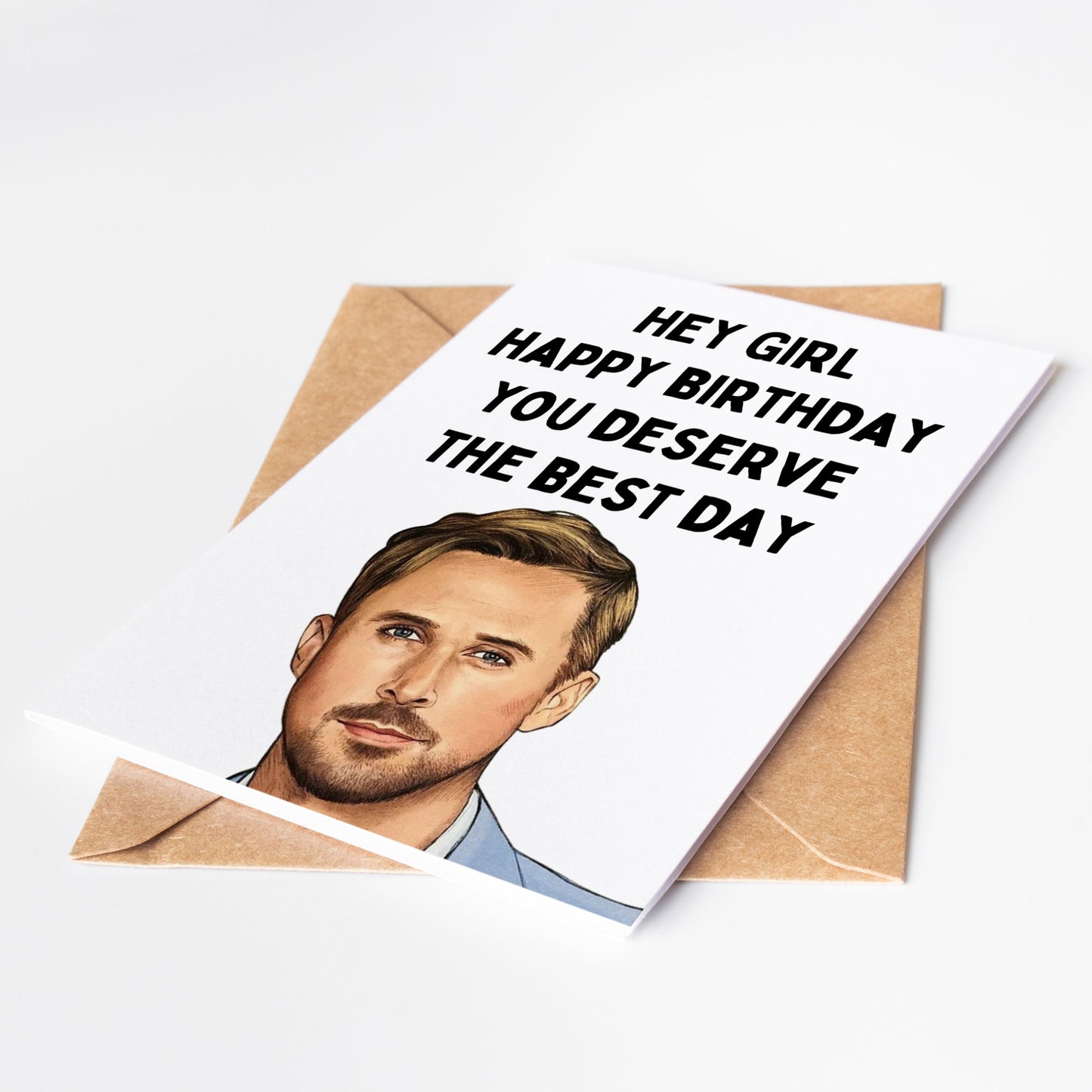 Celebrate any birthday in style with the Ryan Gosling Birthday Card! Featuring everyone's favorite heartthrob, this card is sure to make anyone feel special on their special day. Share the love and charm of Ryan Gosling with this perfect birthday card.