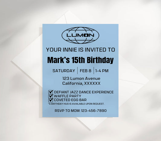 Editable Severance Birthday Invitation