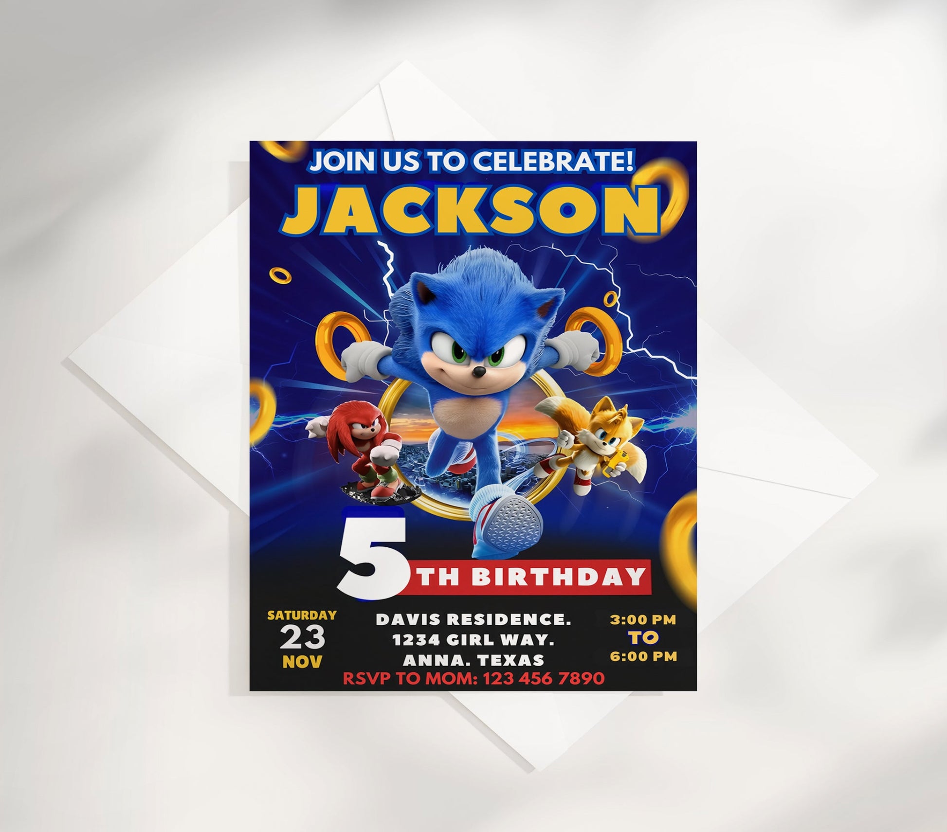 Celebrate your child's special day with our vibrant Sonic Birthday Invitation Template! Perfect for young fans of the speedy blue hedgehog, this eye-catching design will build excitement for the upcoming party.