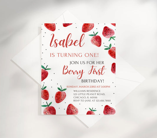 Delight your guests with our charming Strawberry Birthday Invitation Template! Perfect for summer celebrations or berry-themed parties, this eye-catching design sets the tone for a sweet and memorable event.