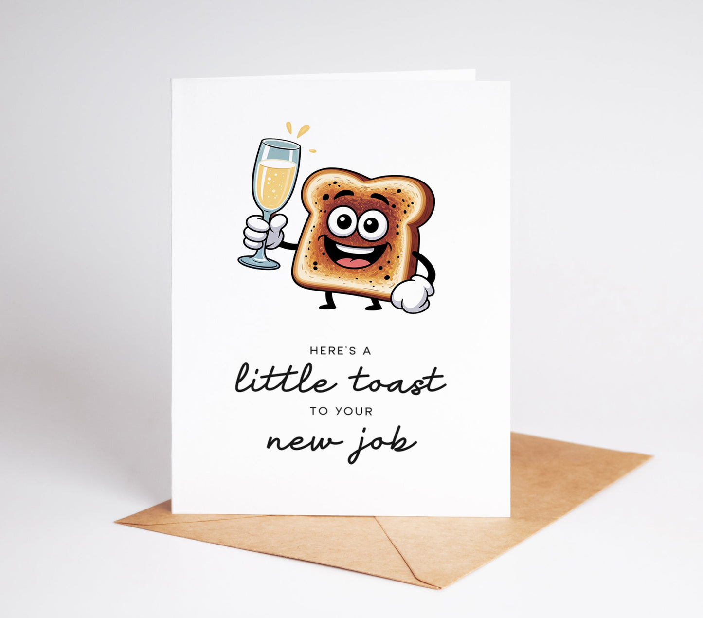Celebrate a new job with this hilarious card! Featuring a humorous "toast" to the new job, this card is sure to make anyone laugh and feel appreciated. Perfect for congratulating a friend or loved one on their career success.