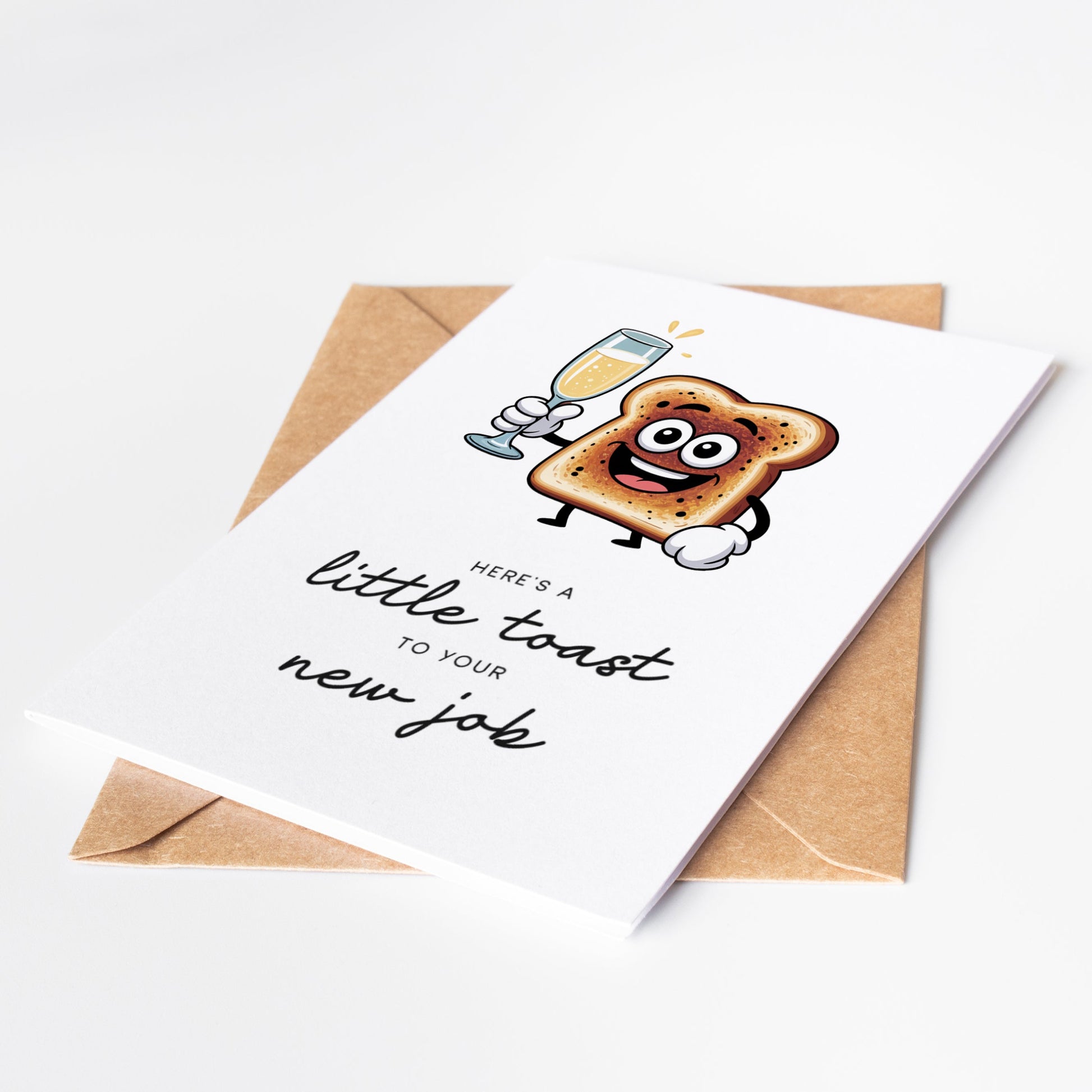 Celebrate a new job with this hilarious card! Featuring a humorous "toast" to the new job, this card is sure to make anyone laugh and feel appreciated. Perfect for congratulating a friend or loved one on their career success