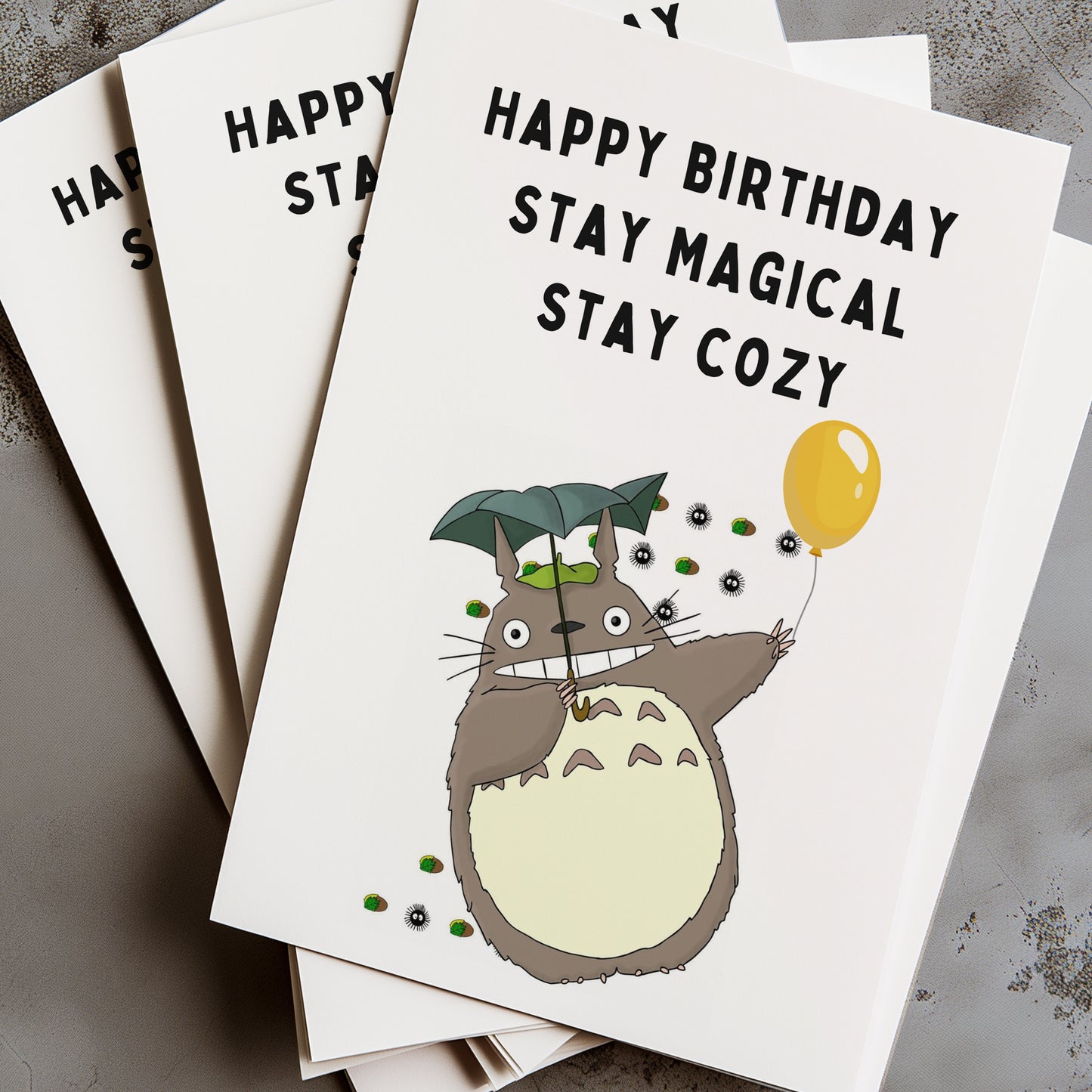 Celebrate with your friends and family in a heartwarming and magical way with our My Neighbor Totoro Birthday Card! Featuring the beloved characters from the iconic Studio Ghibli film, this card is perfect for fans of all ages.