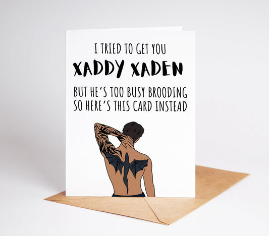 Celebrate a book lover's birthday with a touch of humor and fandom through our Xaden Riorson Fourth Wing Birthday Card! Handmade and perfect for ACOTAR fans, this card makes the perfect gift for any Xaddy birthday celebration.