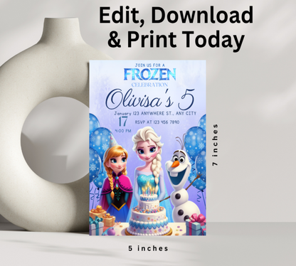 Create a magical celebration with our Frozen Birthday Invitation Template. This enchanting design captures the wonder of winter wonderlands and beloved characters, making it irresistible to young fans.